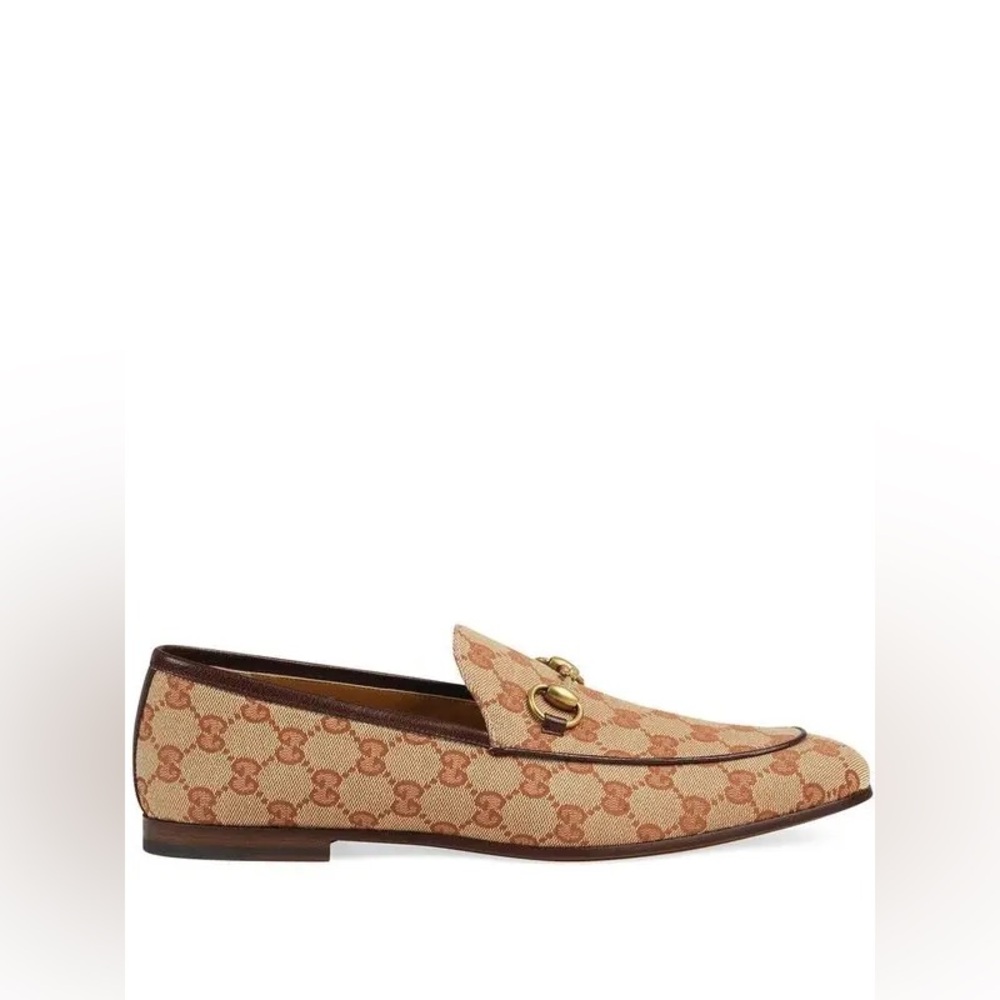 Gucci Canvas GG Monogram Horsebit Mens Jordaan Loafers 7 (NEW w/o box)
